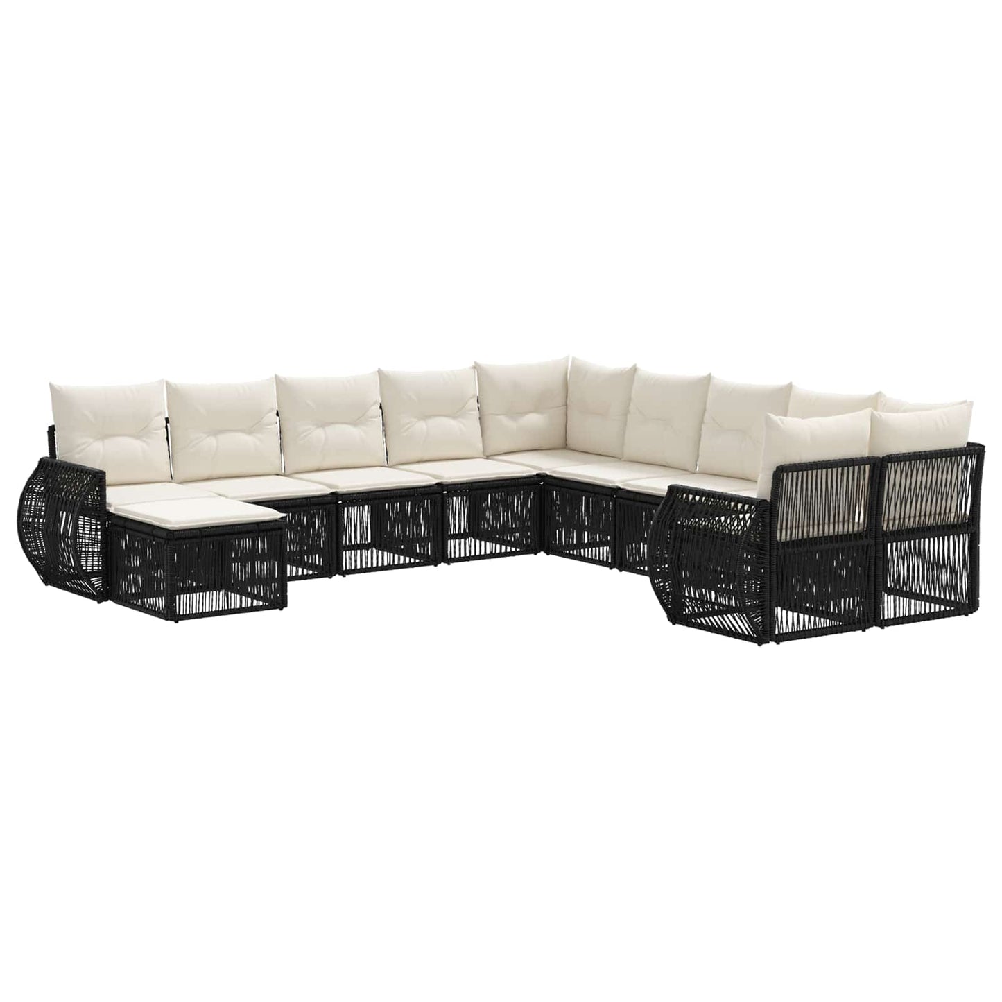 Gartensofa-set 11 stk. Schwarz Poly-Rattan