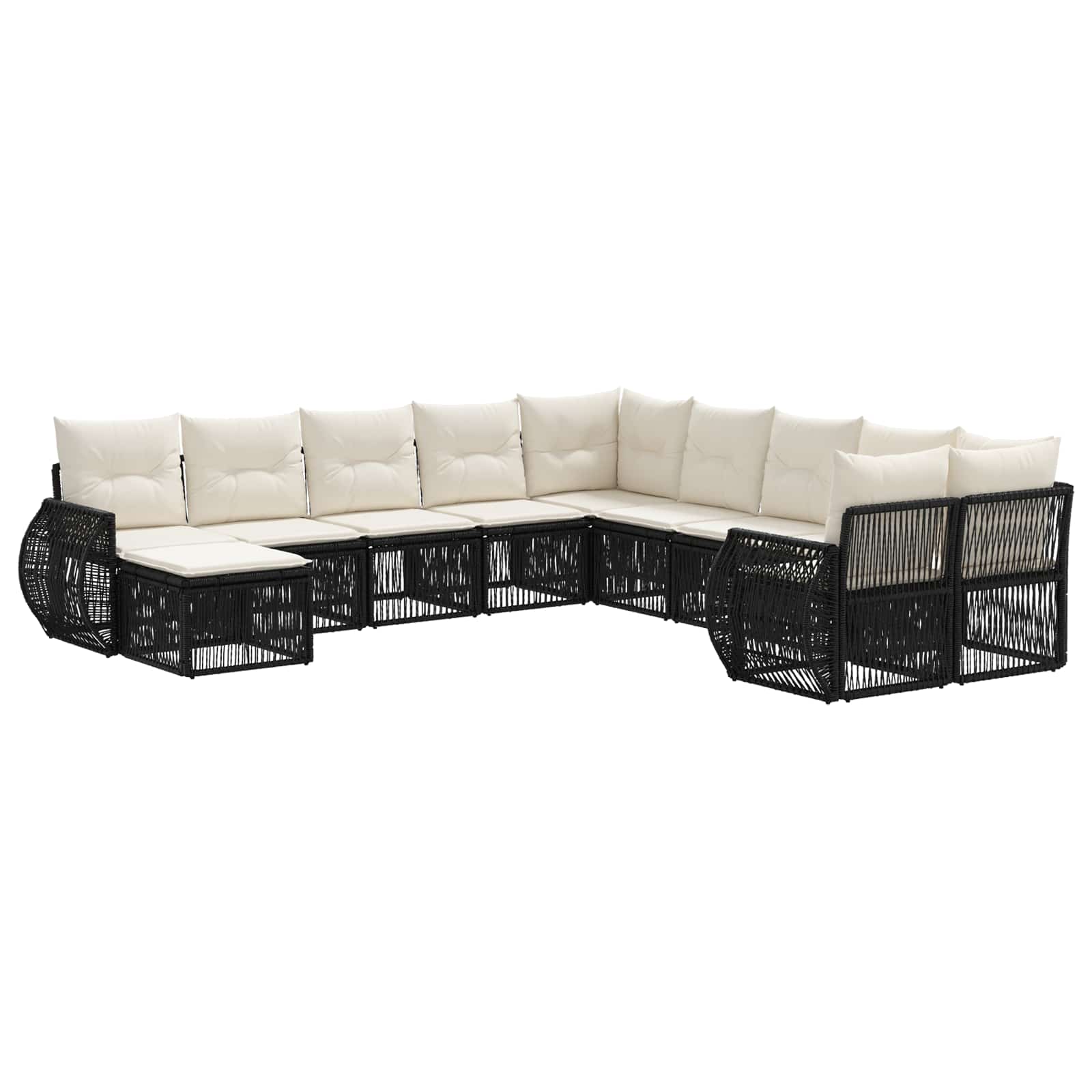 Gartensofa-set 11 stk. Schwarz Poly-Rattan