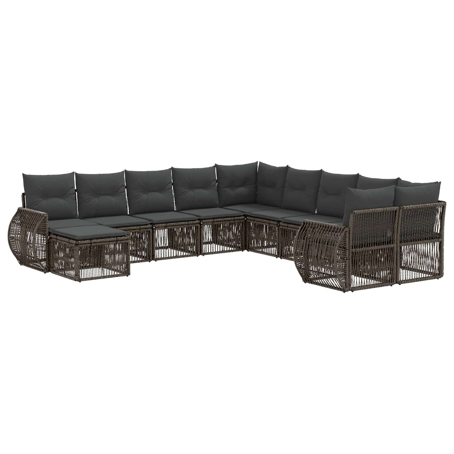Gartensofa-set 11 pcs Grau Poly-Rattan