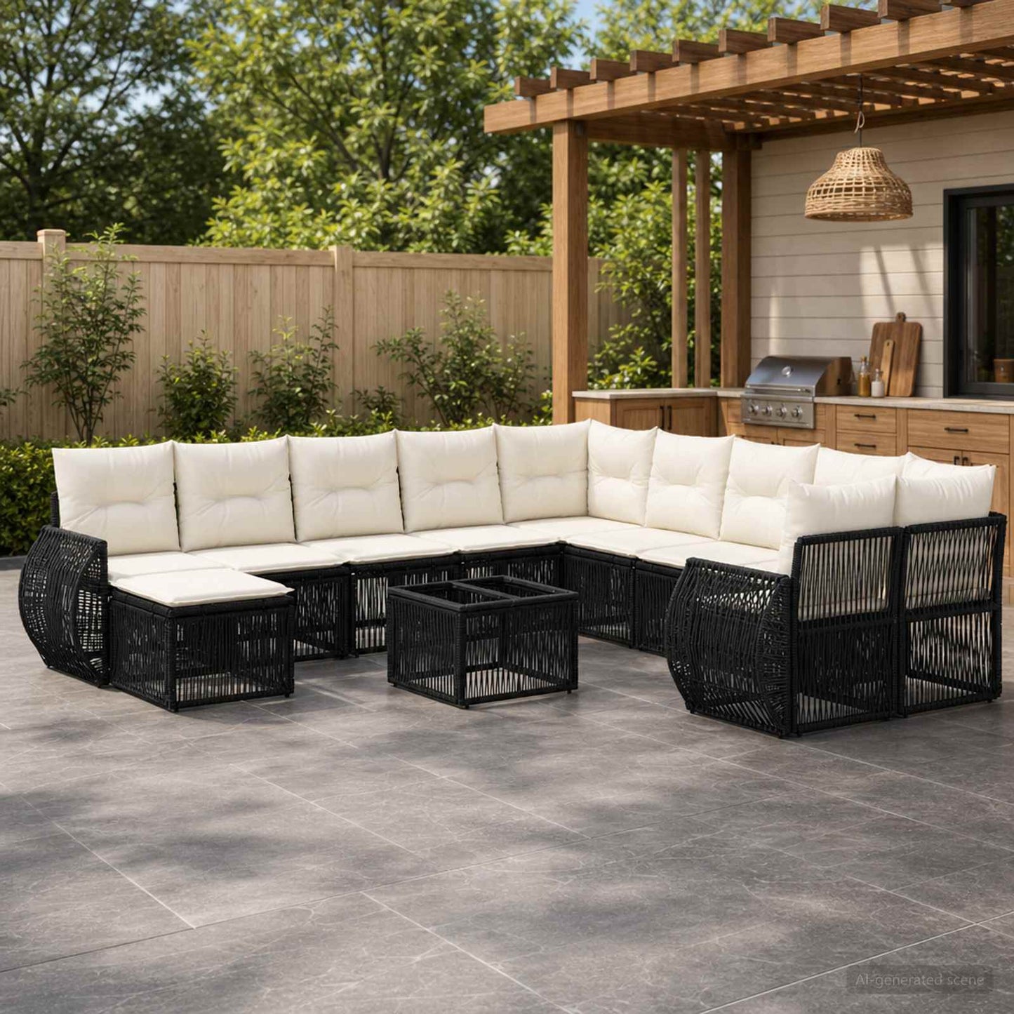 Gartensofa-set 12 stk. Schwarz Poly-Rattan