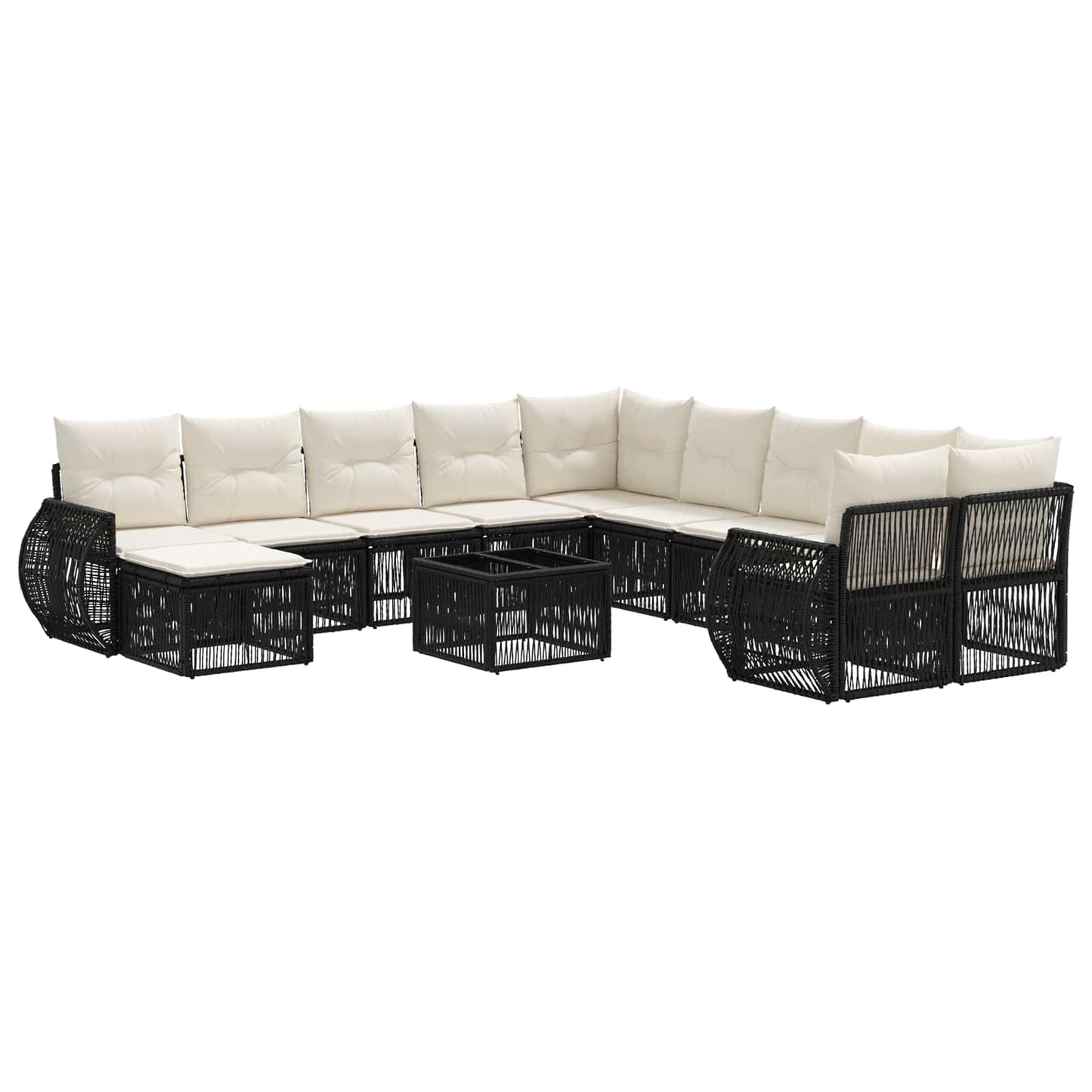 Gartensofa-set 12 stk. Schwarz Poly-Rattan