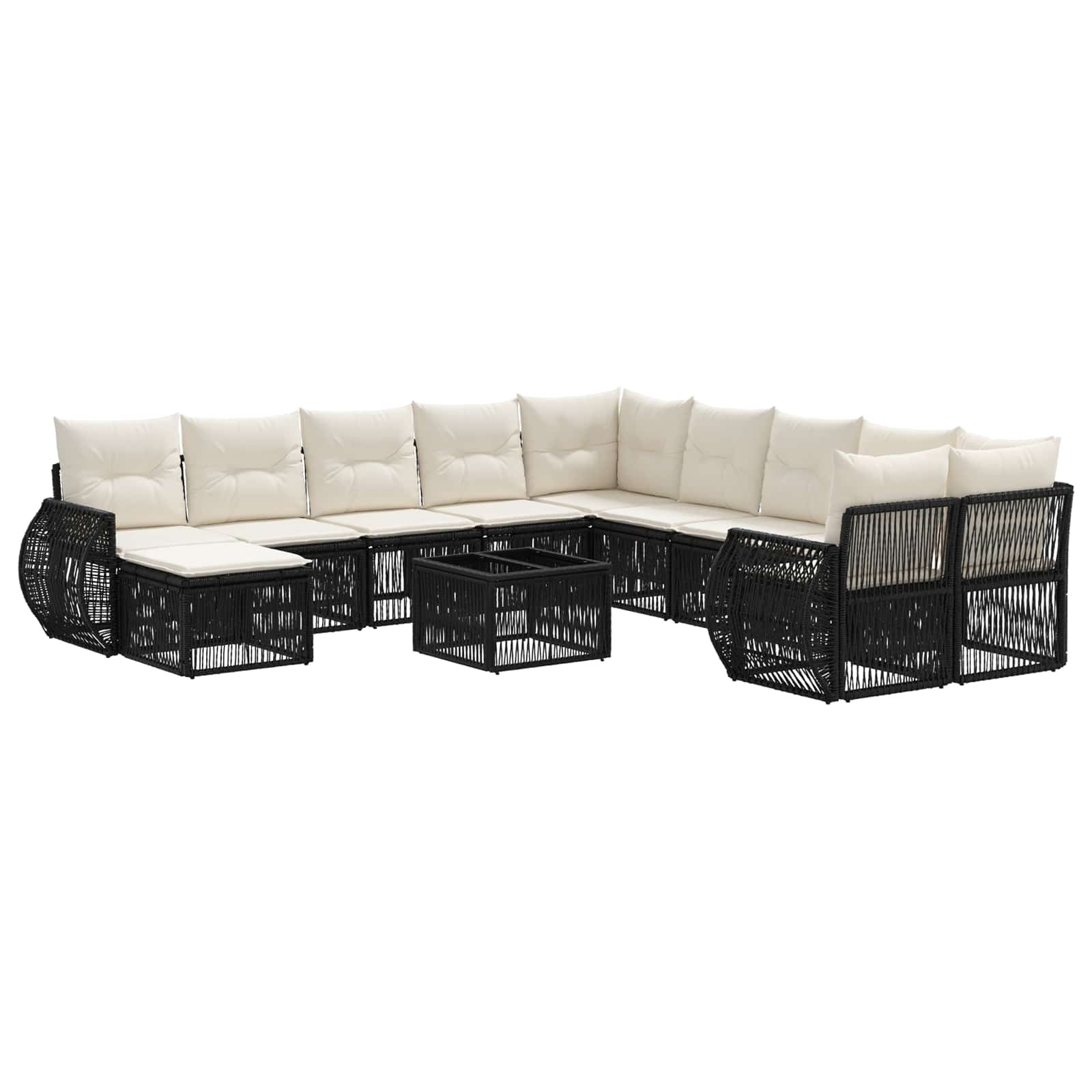 Gartensofa-set 12 stk. Schwarz Poly-Rattan