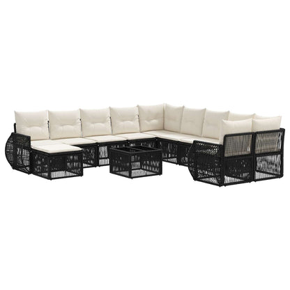 Gartensofa-set 12 stk. Schwarz Poly-Rattan