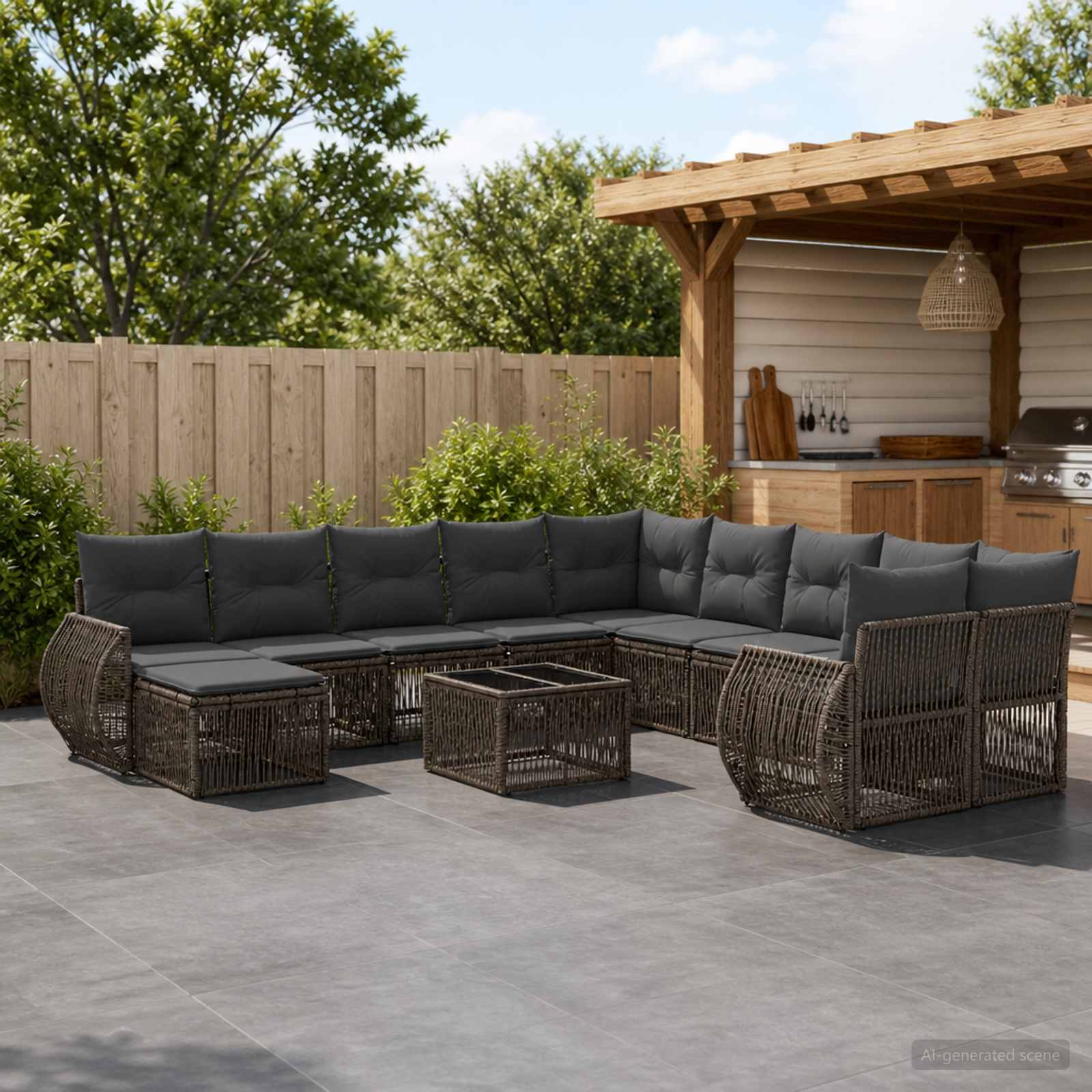 Gartensofa-set 12 stk. Grau Poly-Rattan