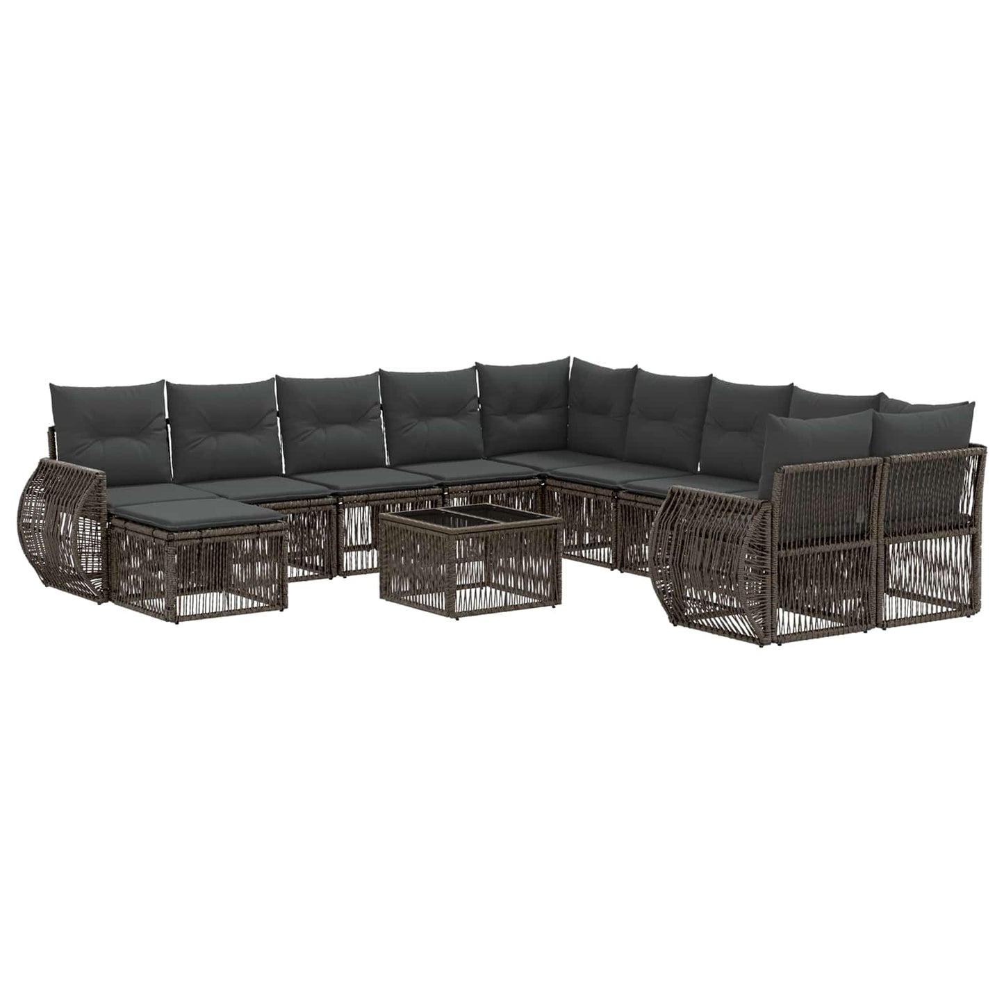 Gartensofa-set 12 stk. Grau Poly-Rattan