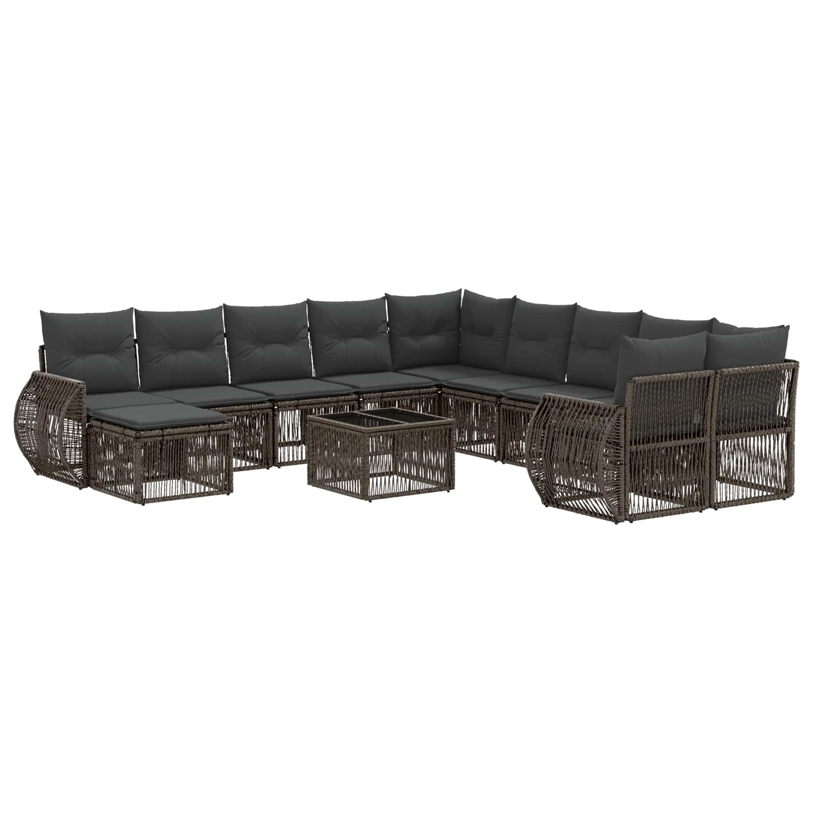 Gartensofa-set 12 stk. Grau Poly-Rattan