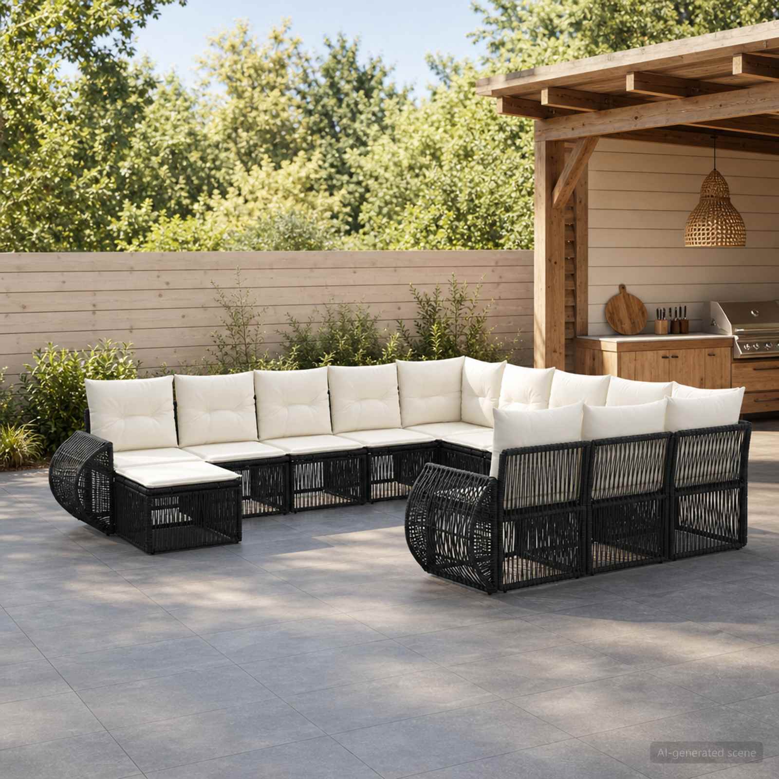 Gartensofa-set 12 stk. Schwarz Poly-Rattan