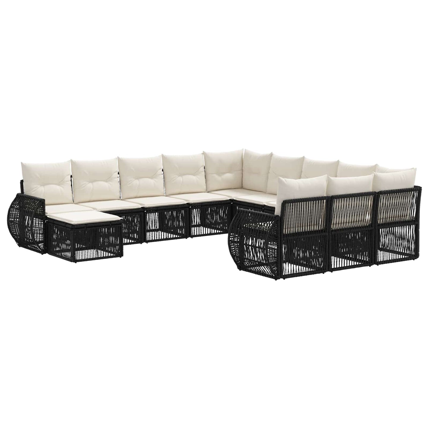 Gartensofa-set 12 stk. Schwarz Poly-Rattan