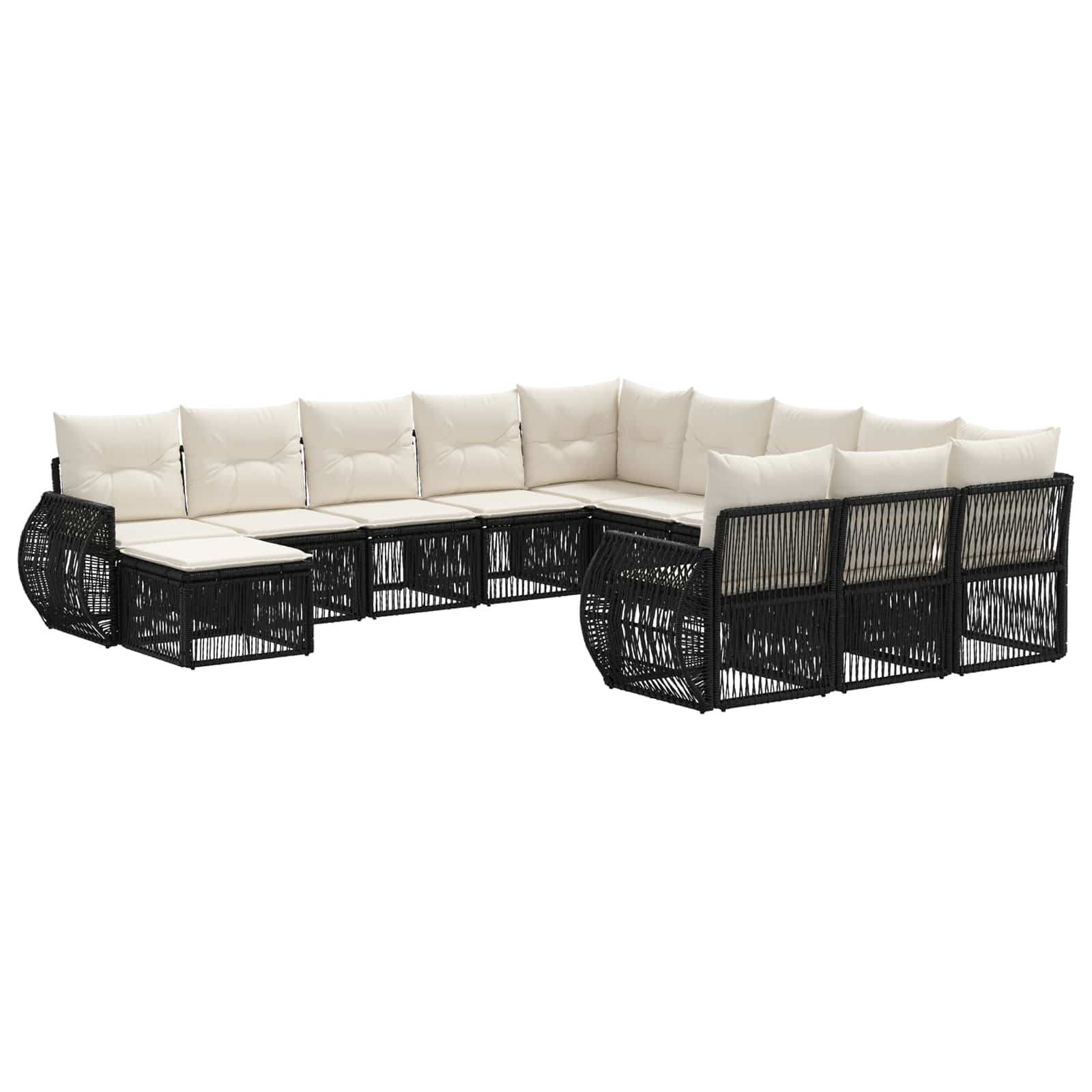 Gartensofa-set 12 stk. Schwarz Poly-Rattan