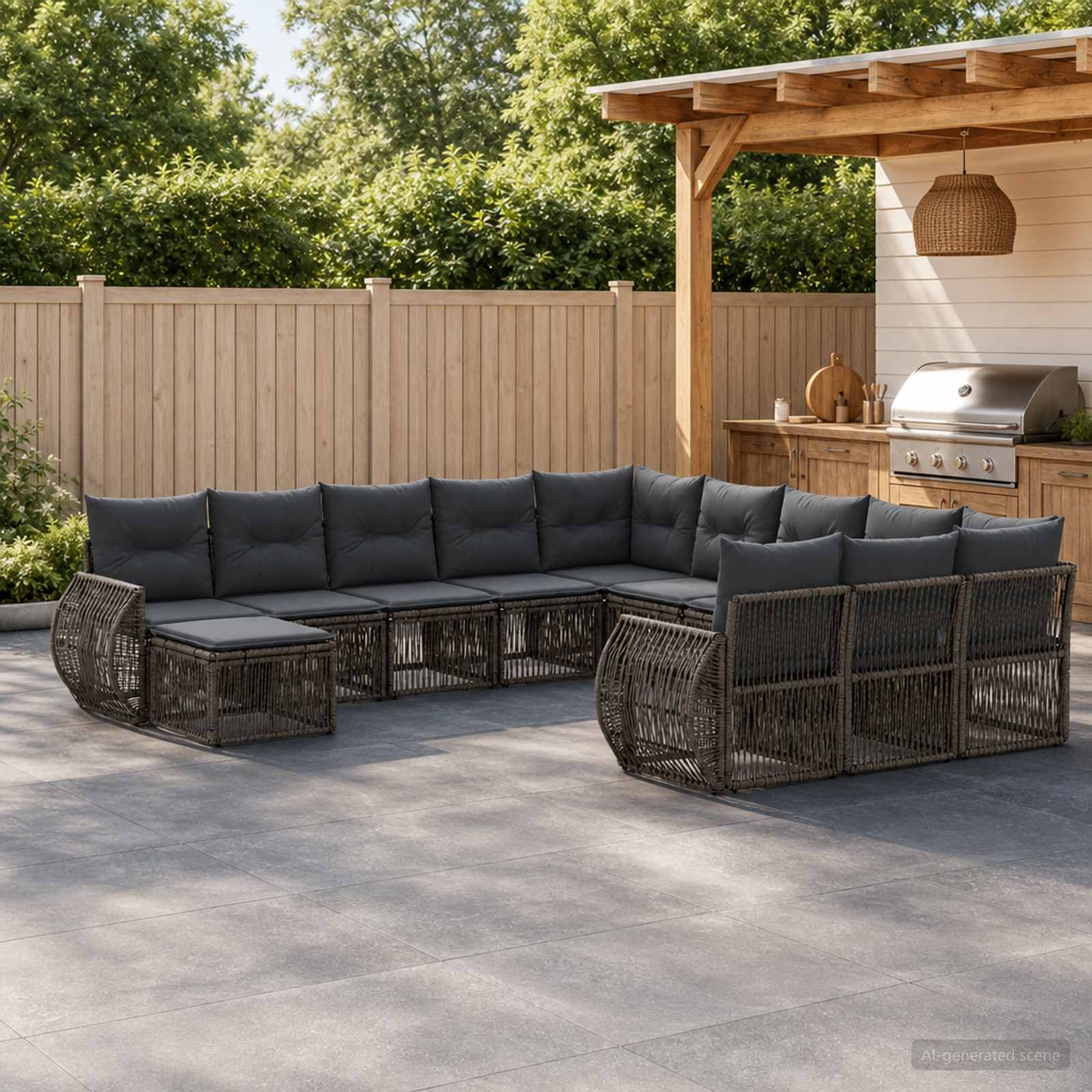 Gartensofa-set 12 pcs Grau Poly-Rattan