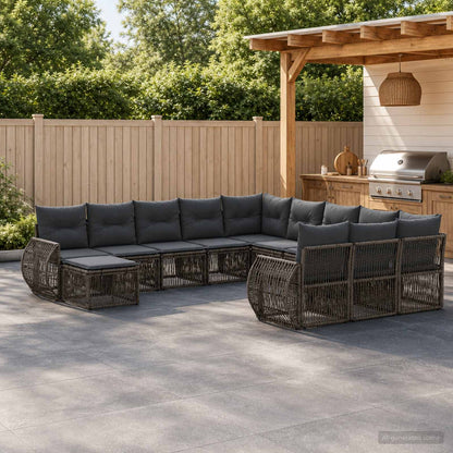 Gartensofa-set 12 stk. Grau Poly-Rattan