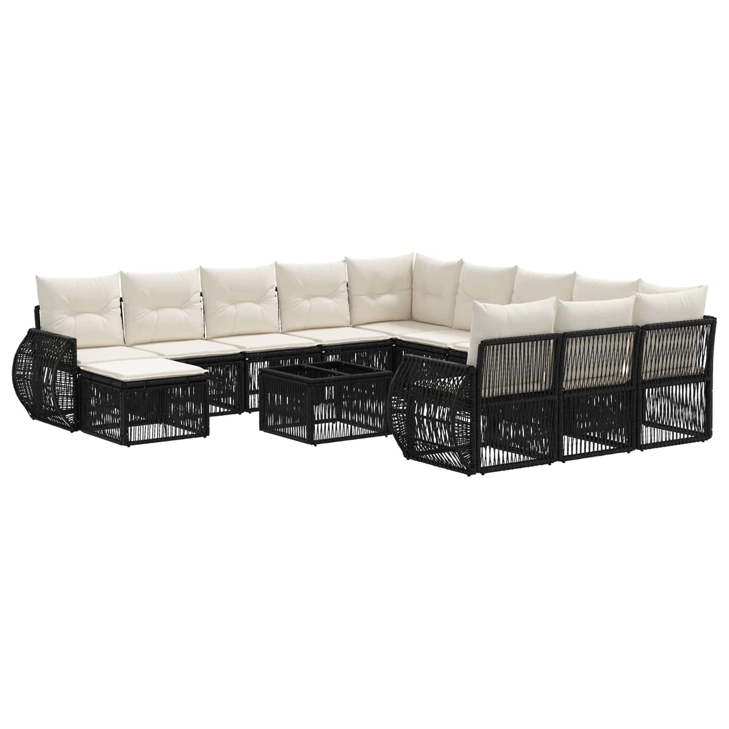 Gartensofa-set 13 stk. Schwarz Poly-Rattan