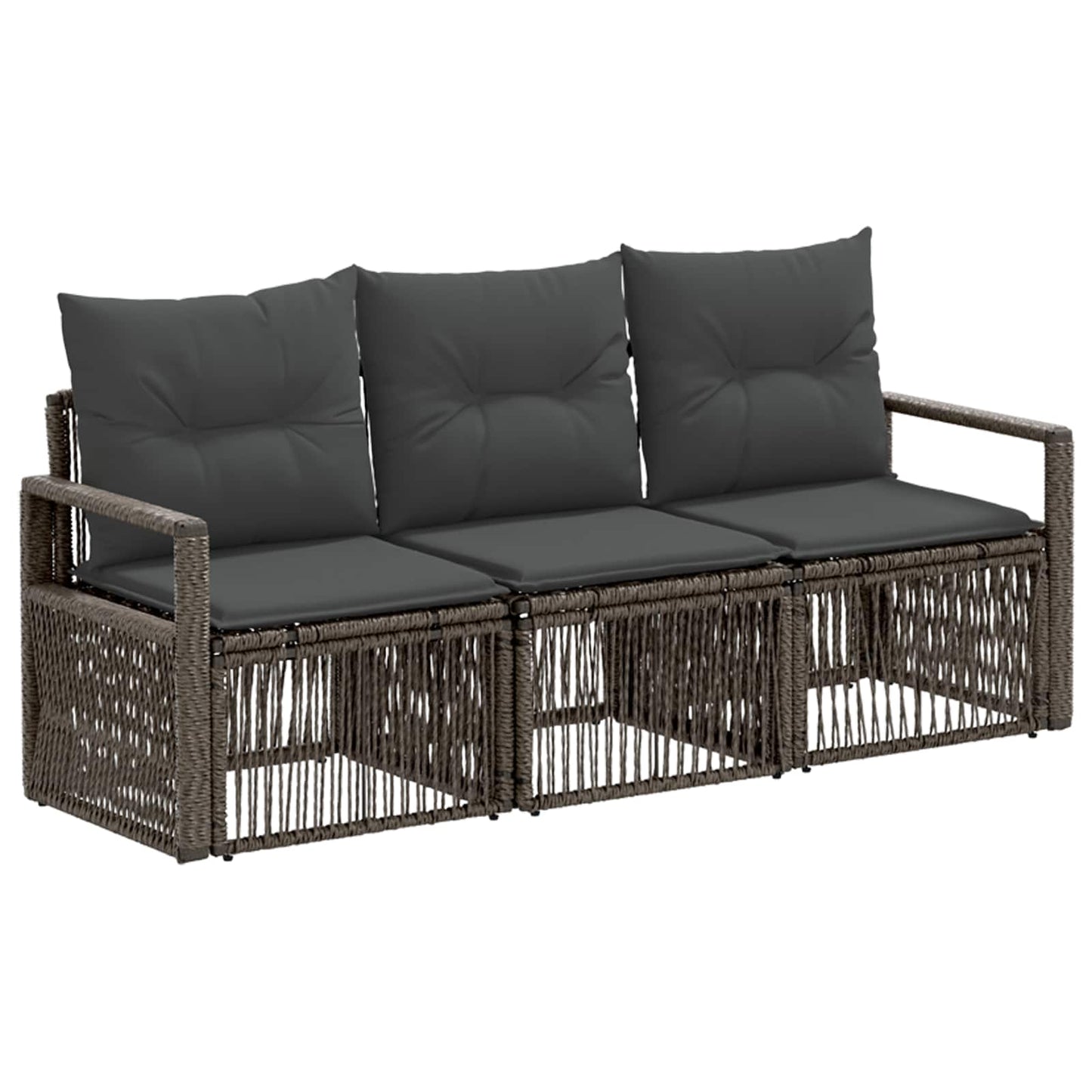 Gartensofa-set 3 pcs Grau Poly-Rattan