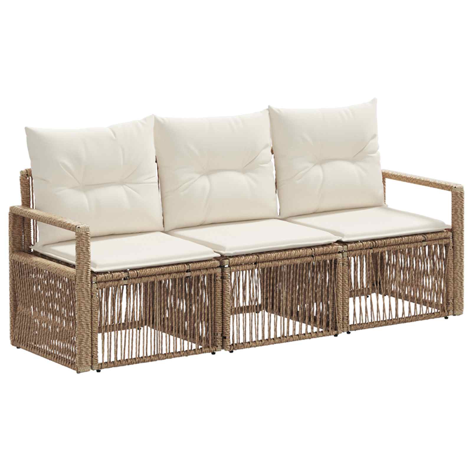 Gartensofa-set 3 stk. Beige Poly-Rattan