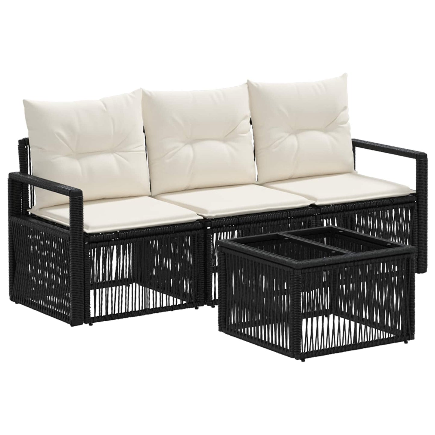 Gartensofa-set 4 stk. Schwarz Poly-Rattan