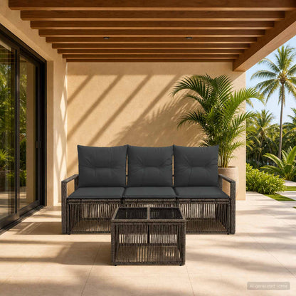 Gartensofa-set 4 stk. Grau Poly-Rattan