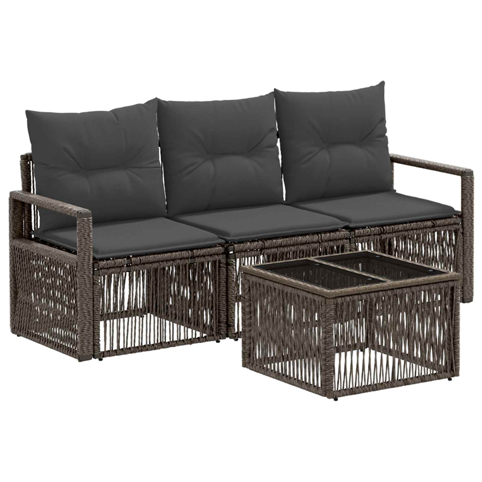 Gartensofa-set 4 stk. Grau Poly-Rattan