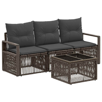 Gartensofa-set 4 stk. Grau Poly-Rattan