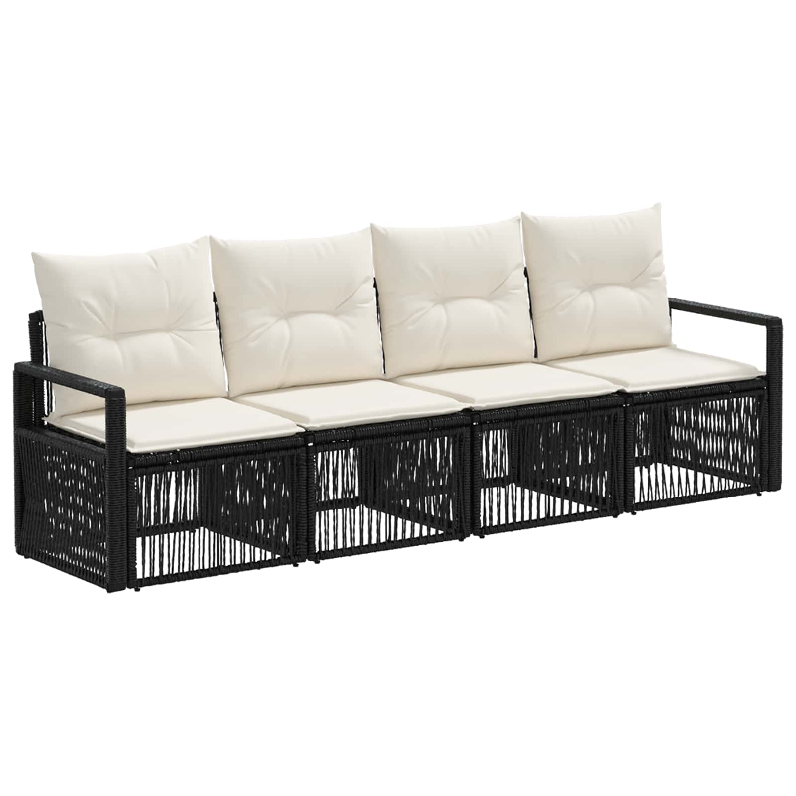 Gartensofa-set 4 stk. Schwarz Poly-Rattan