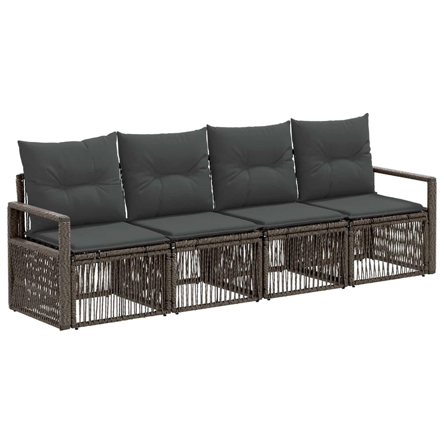 Gartensofa-set 4 pcs Grau Poly-Rattan