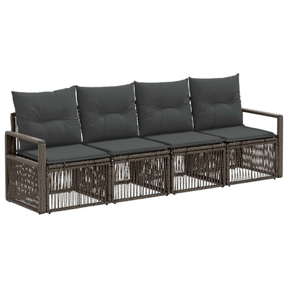 Gartensofa-set 4 stk. Grau Poly-Rattan
