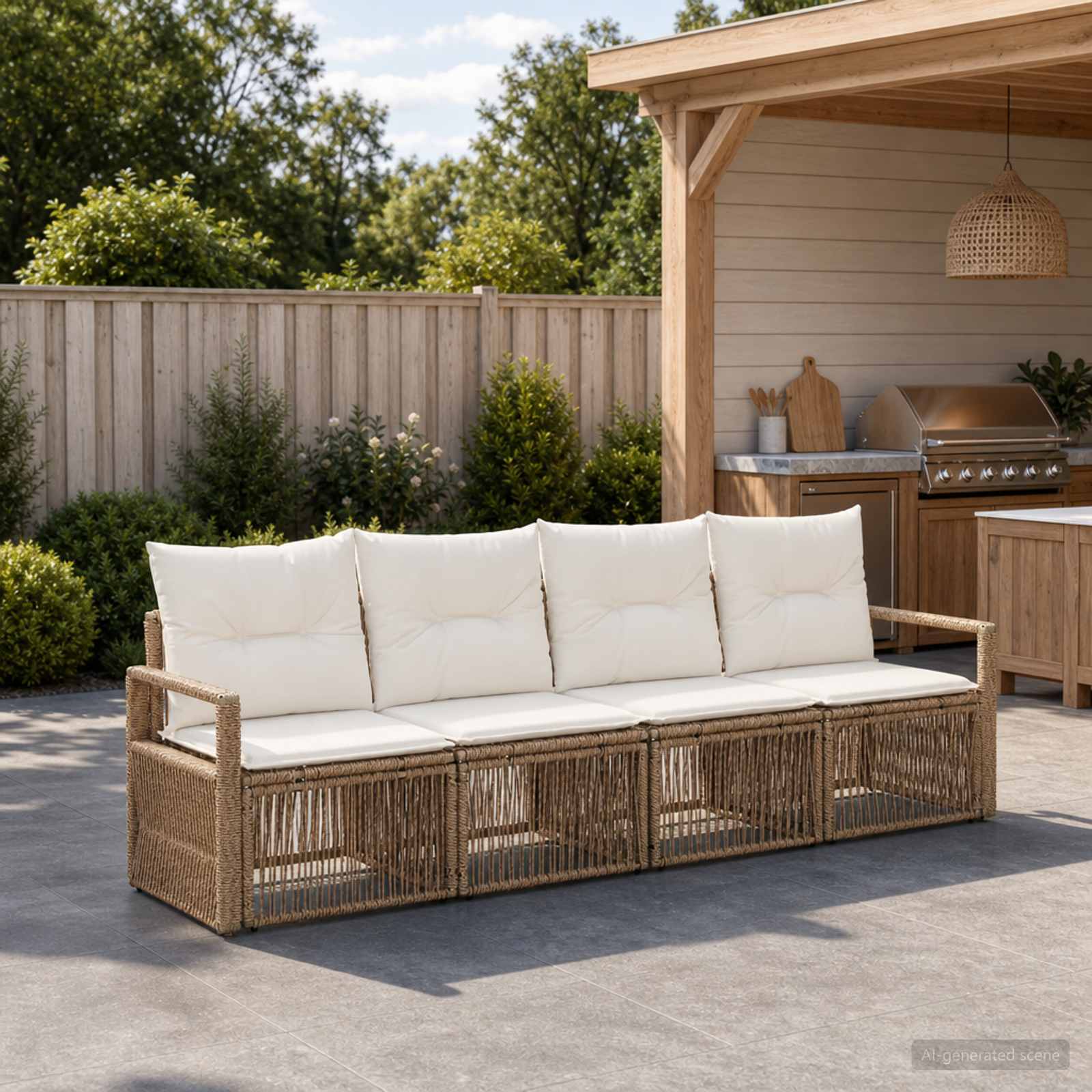 Gartensofa-set 4 stk. Beige Poly-Rattan