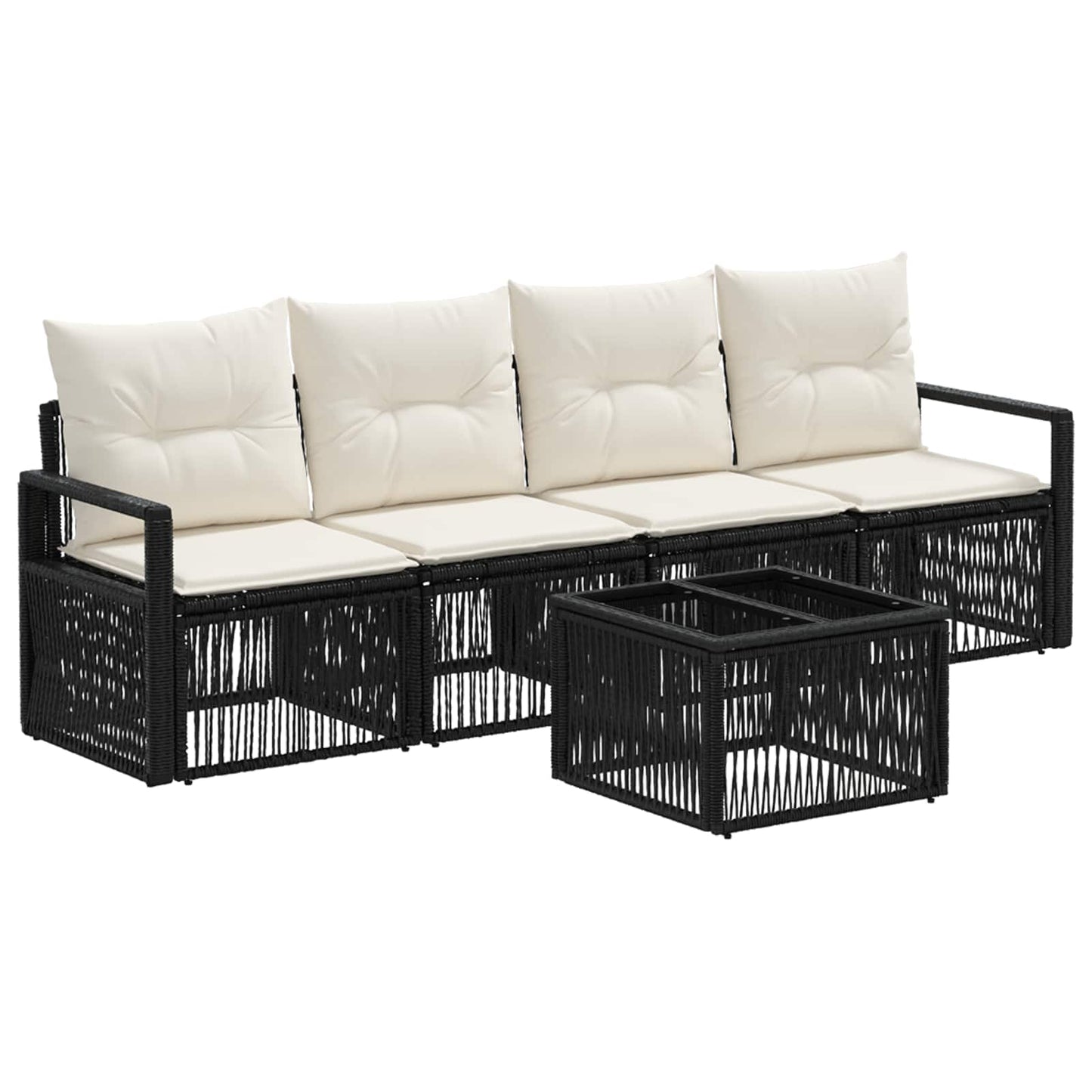 Gartensofa-set 5 stk. Schwarz Poly-Rattan