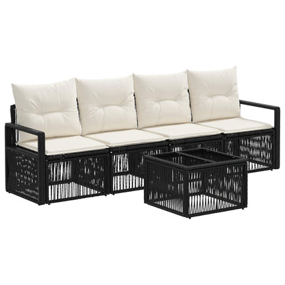 Gartensofa-set 5 stk. Schwarz Poly-Rattan