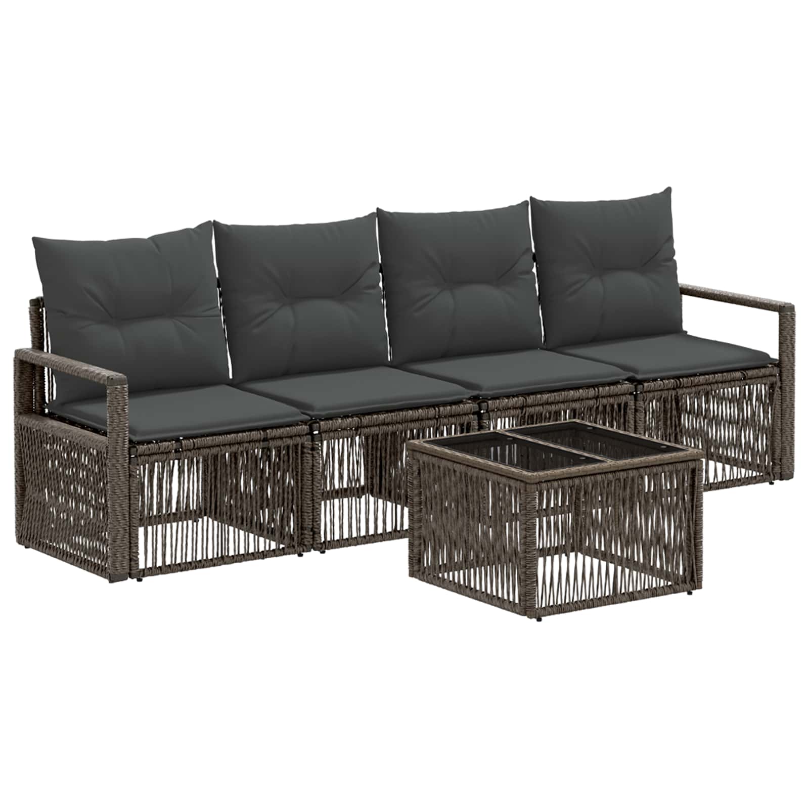 Gartensofa-set 5 stk. Grau Poly-Rattan