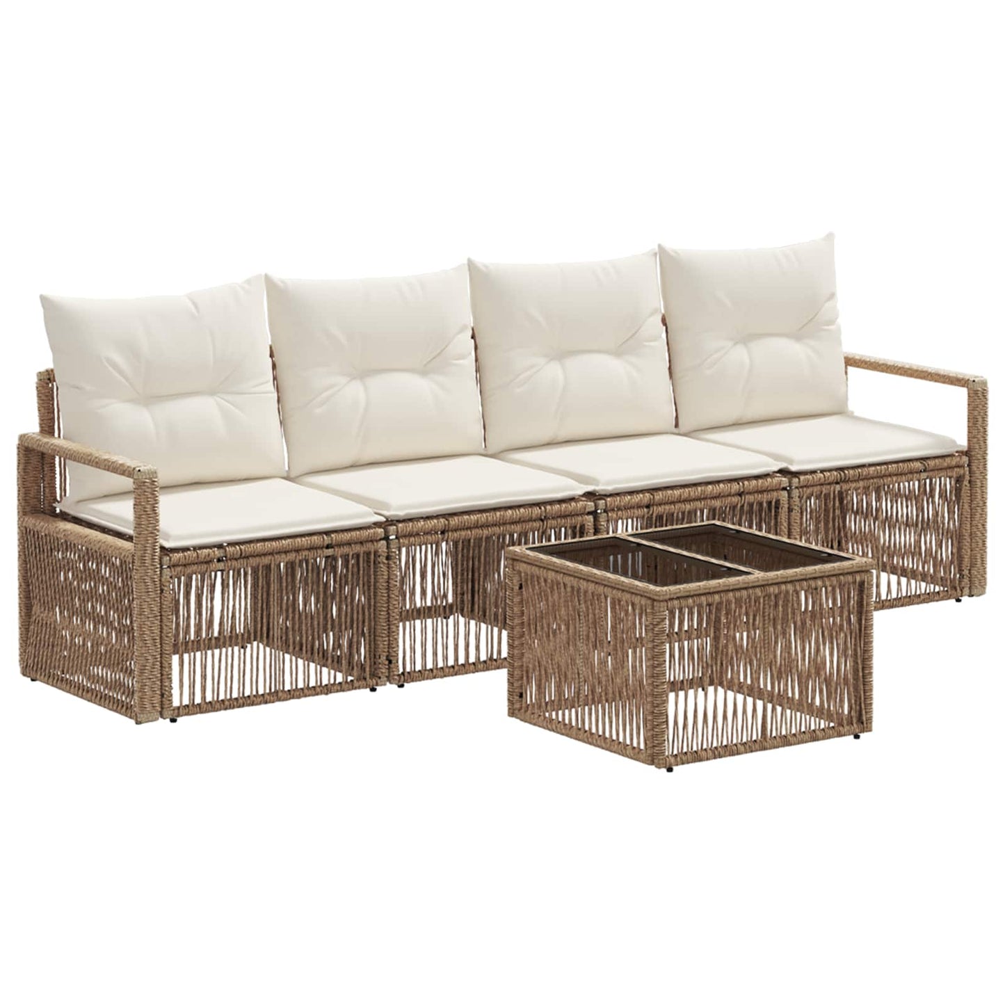 Gartensofa-set 5 pcs Beige Poly-Rattan