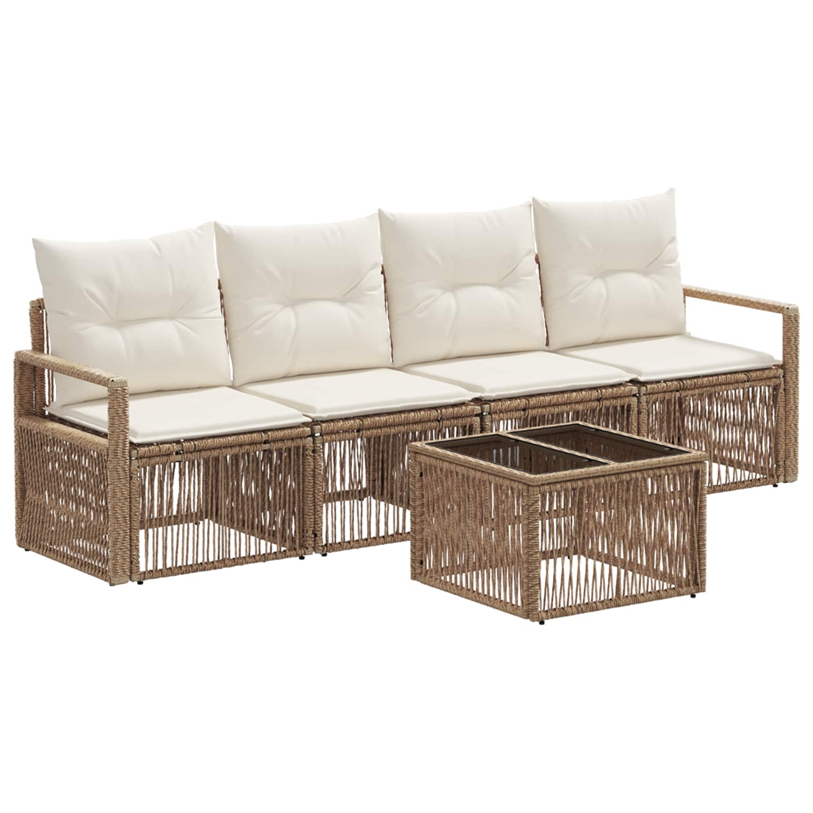 Gartensofa-set 5 pcs Beige Poly-Rattan