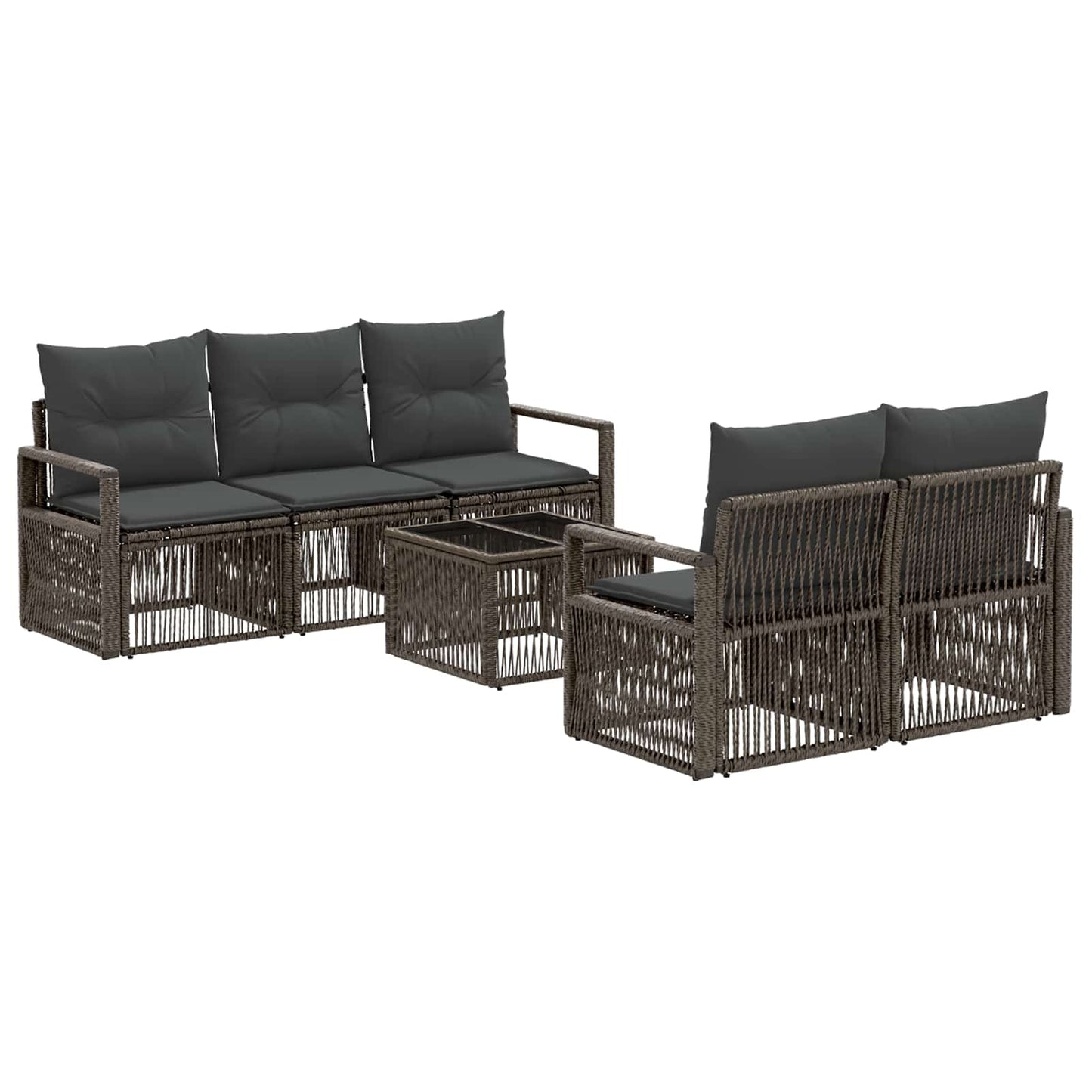 Gartensofa-set 6 stk. Grau Poly-Rattan