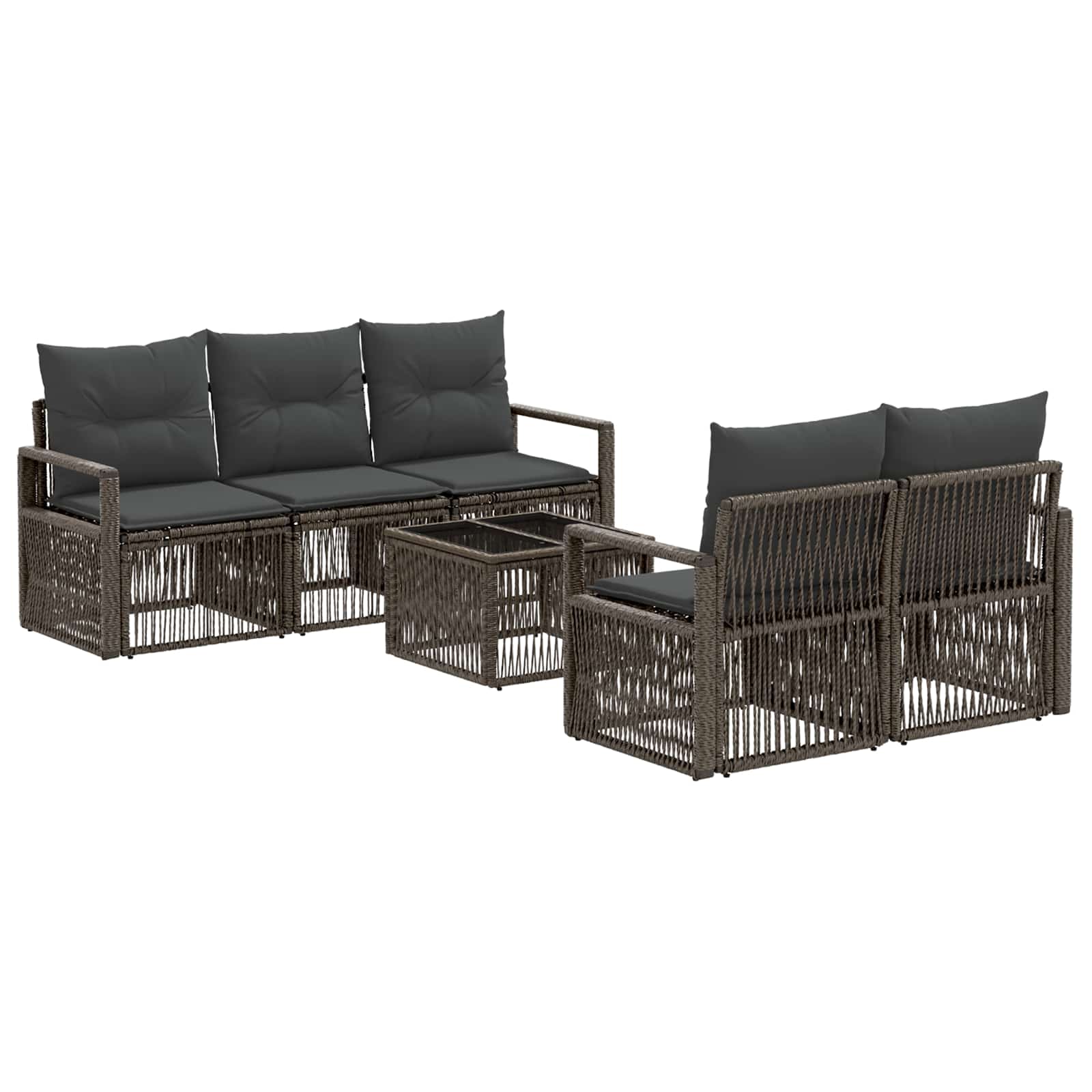 Gartensofa-set 6 stk. Grau Poly-Rattan