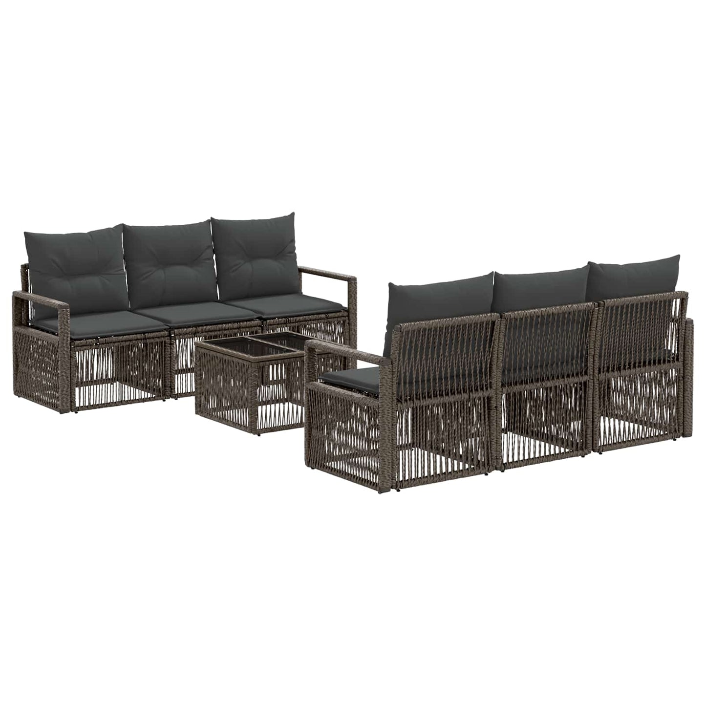Gartensofa-set 7 stk. Grau Poly-Rattan