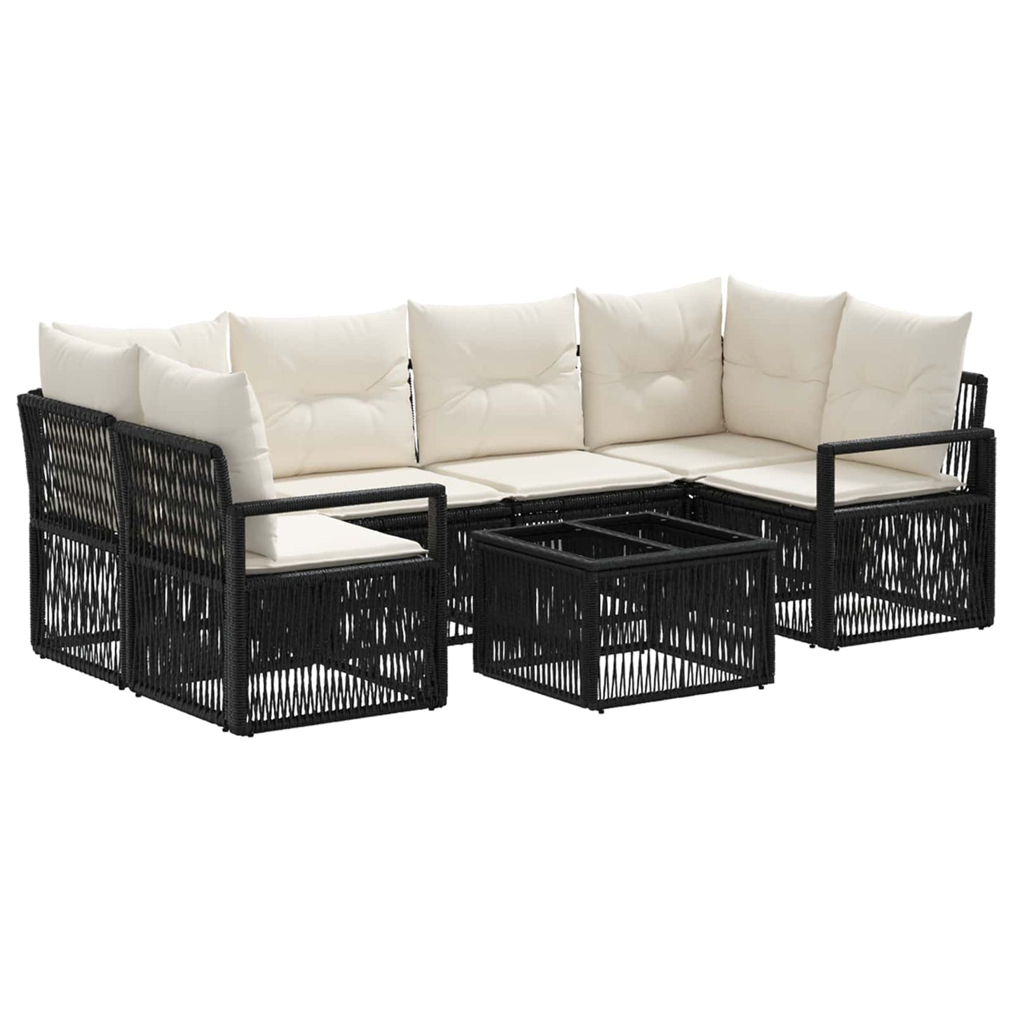 Gartensofa-set 7 stk. Schwarz Poly-Rattan
