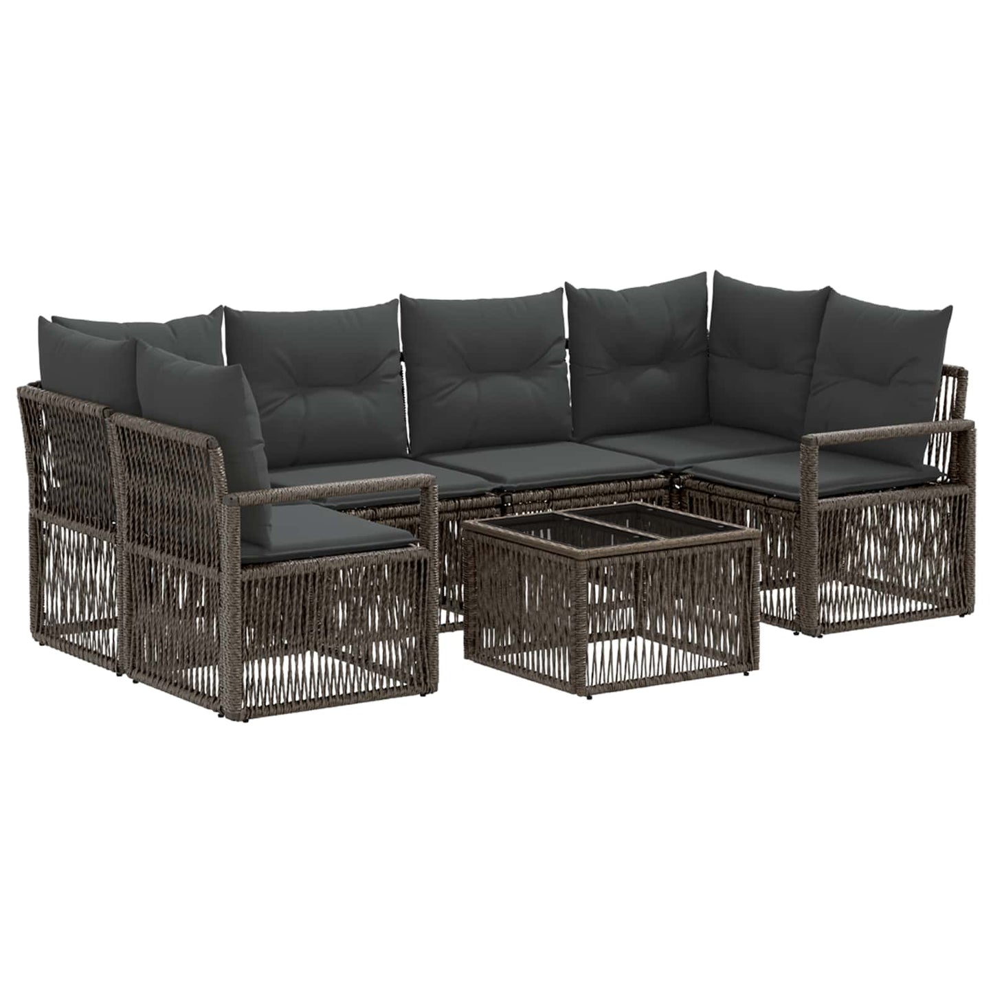 Gartensofa-set 7 stk. Grau Poly-Rattan