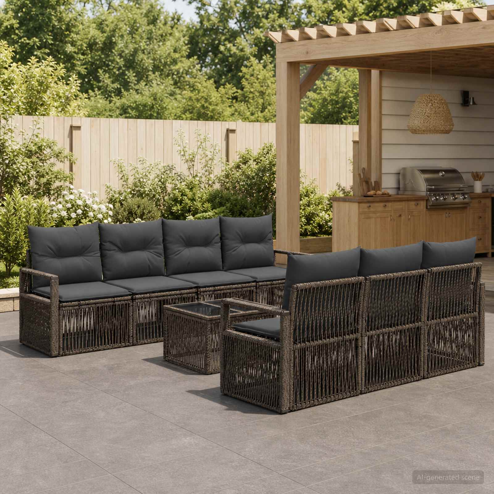 Gartensofa-set 8 stk. Grau Poly-Rattan