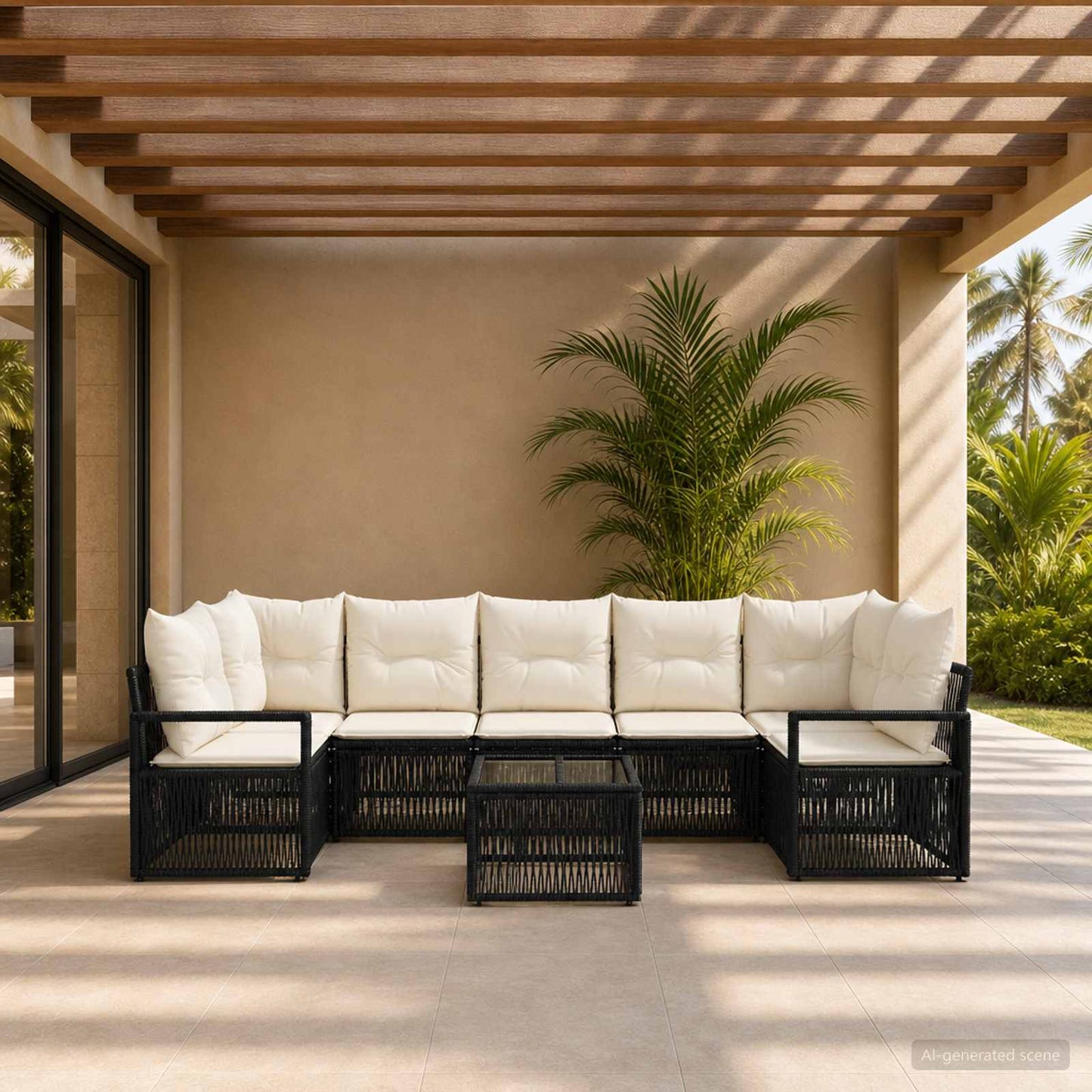 Gartensofa-set 8 stk. Schwarz Poly-Rattan