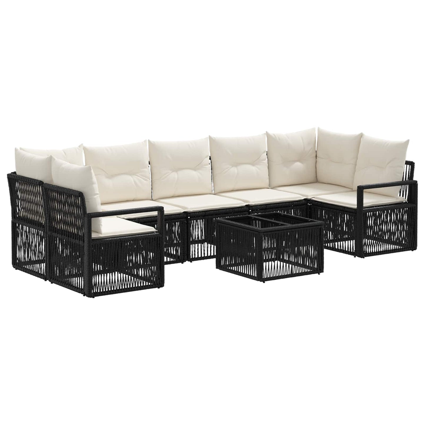 Gartensofa-set 8 stk. Schwarz Poly-Rattan