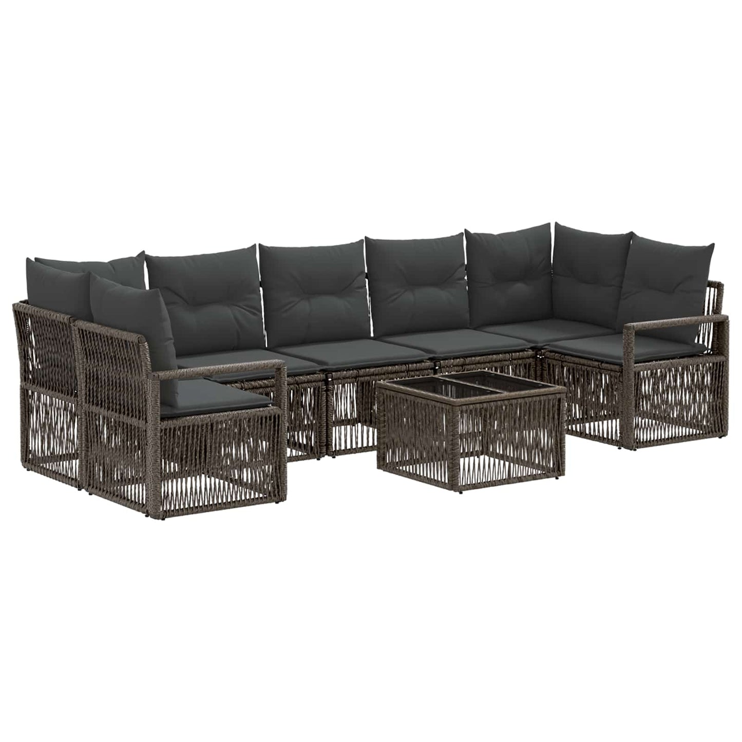 Gartensofa-set 8 stk. Grau Poly-Rattan