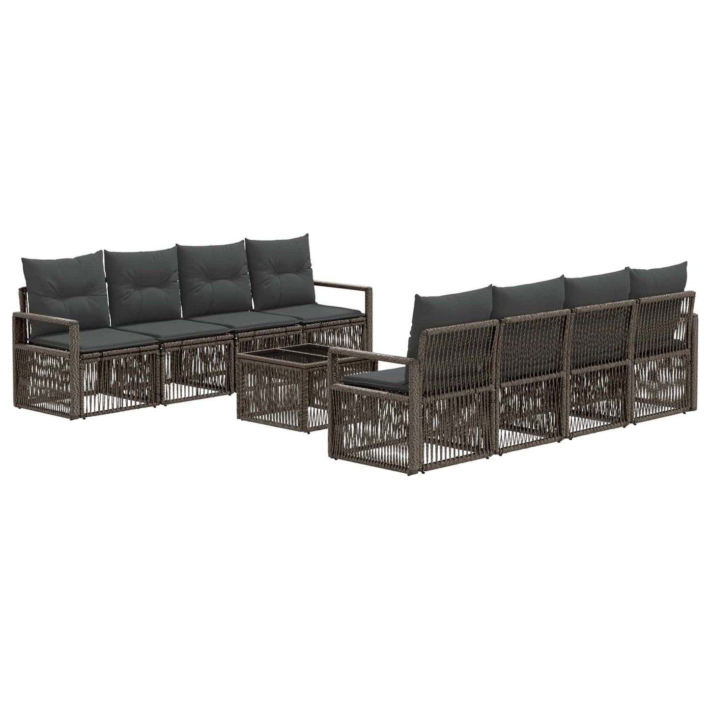 Gartensofa-set 9 stk. Grau Poly-Rattan