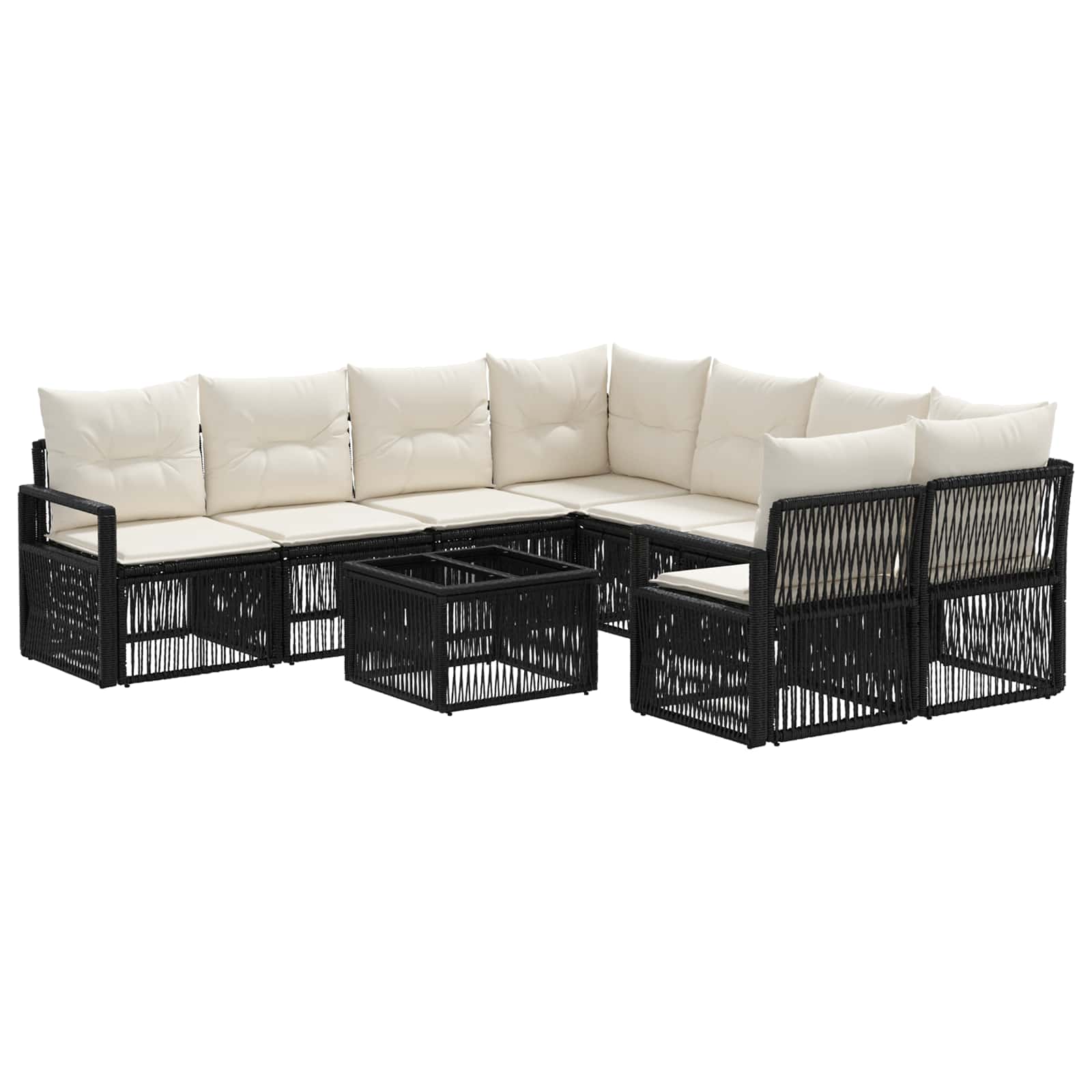 Gartensofa-set 9 stk. Schwarz Poly-Rattan