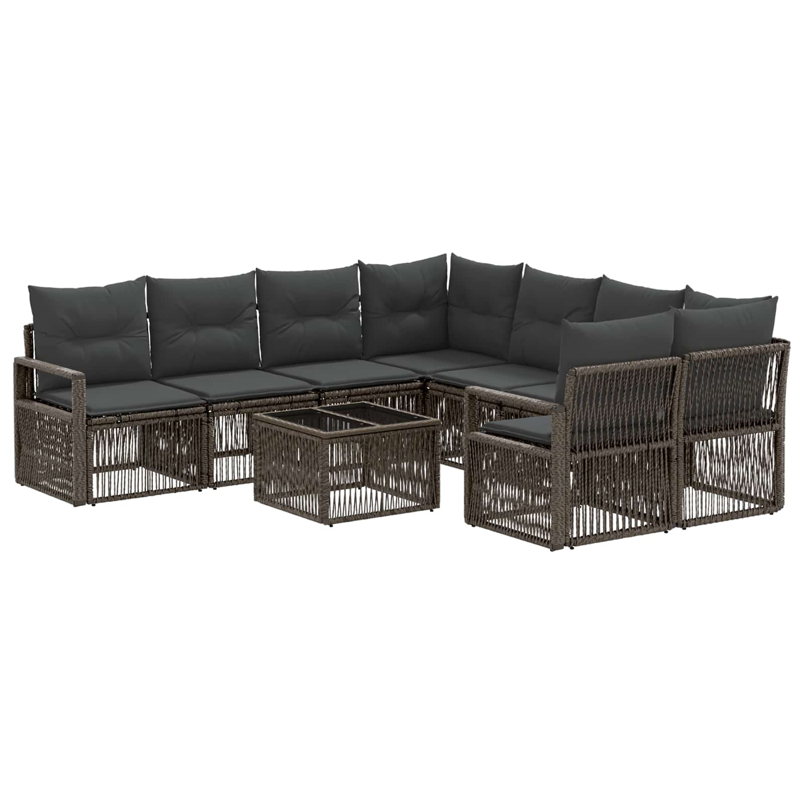 Gartensofa-set 9 stk. Grau Poly-Rattan