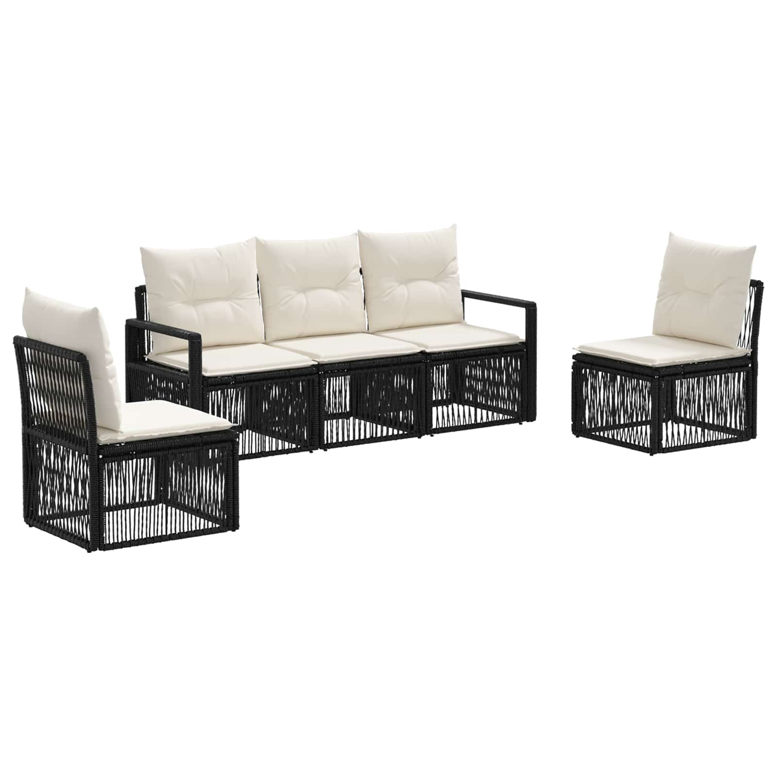 Gartensofa-set 5 pcs Schwarz Poly-Rattan