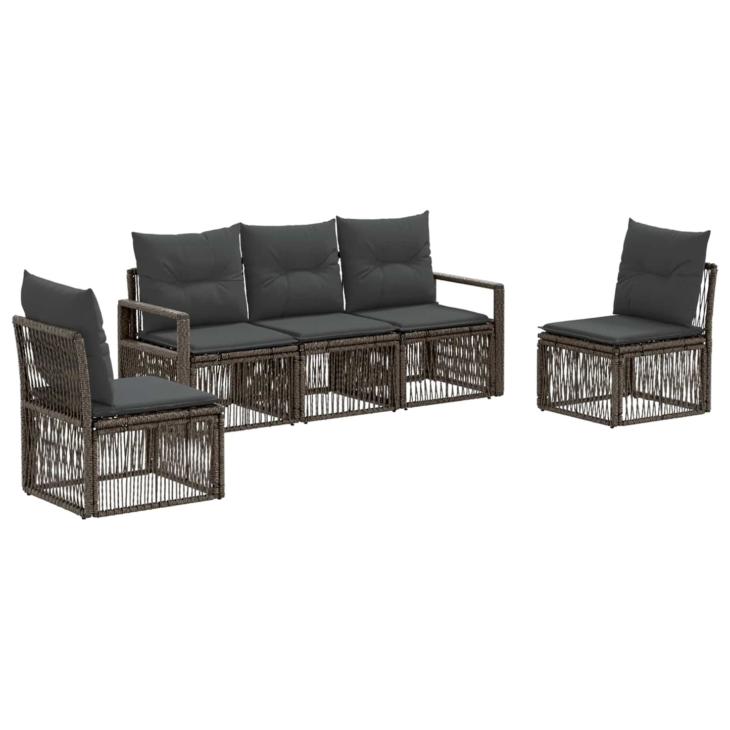 Gartensofa-set 5 pcs Grau Poly-Rattan