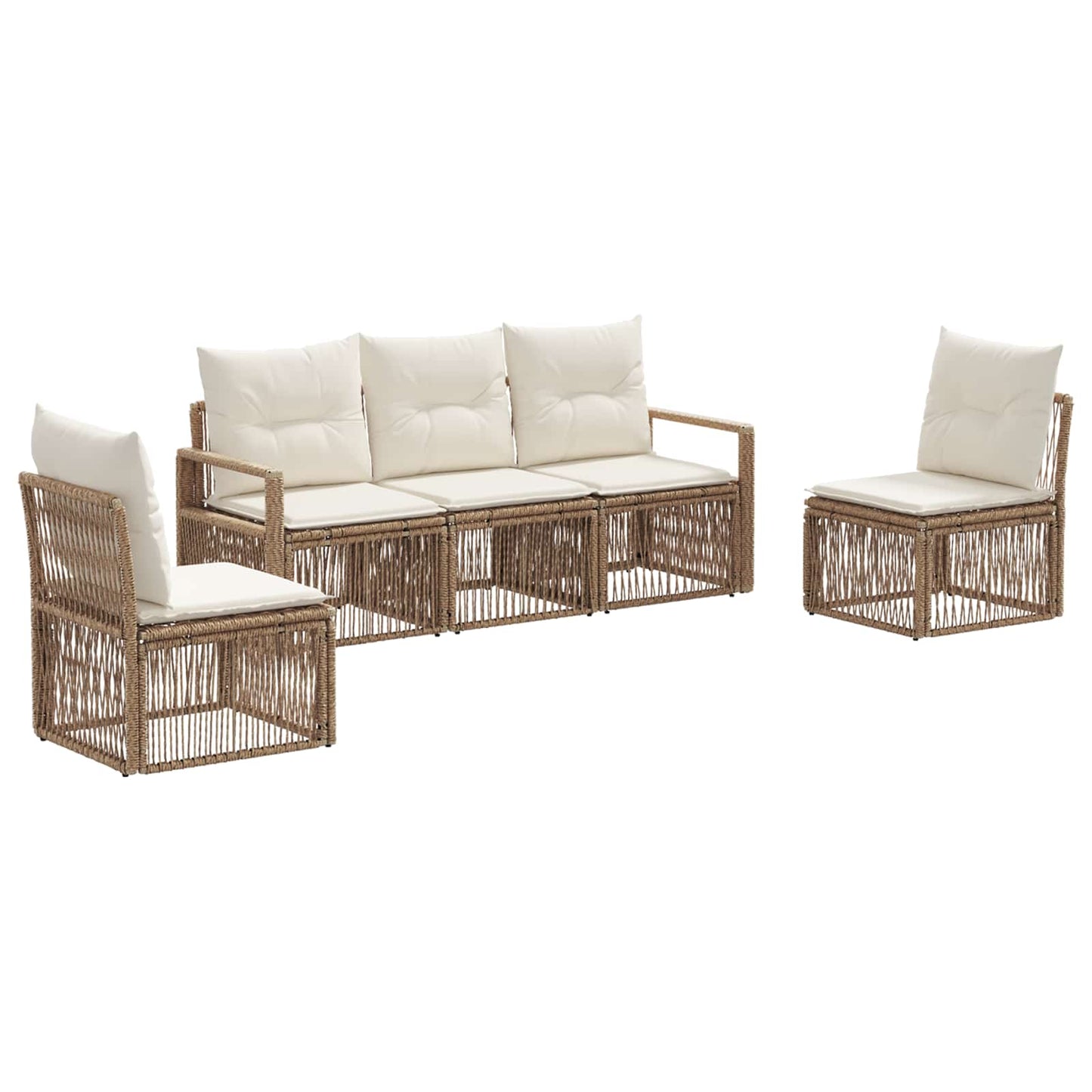 Gartensofa-set 5 stk. Beige Poly-Rattan