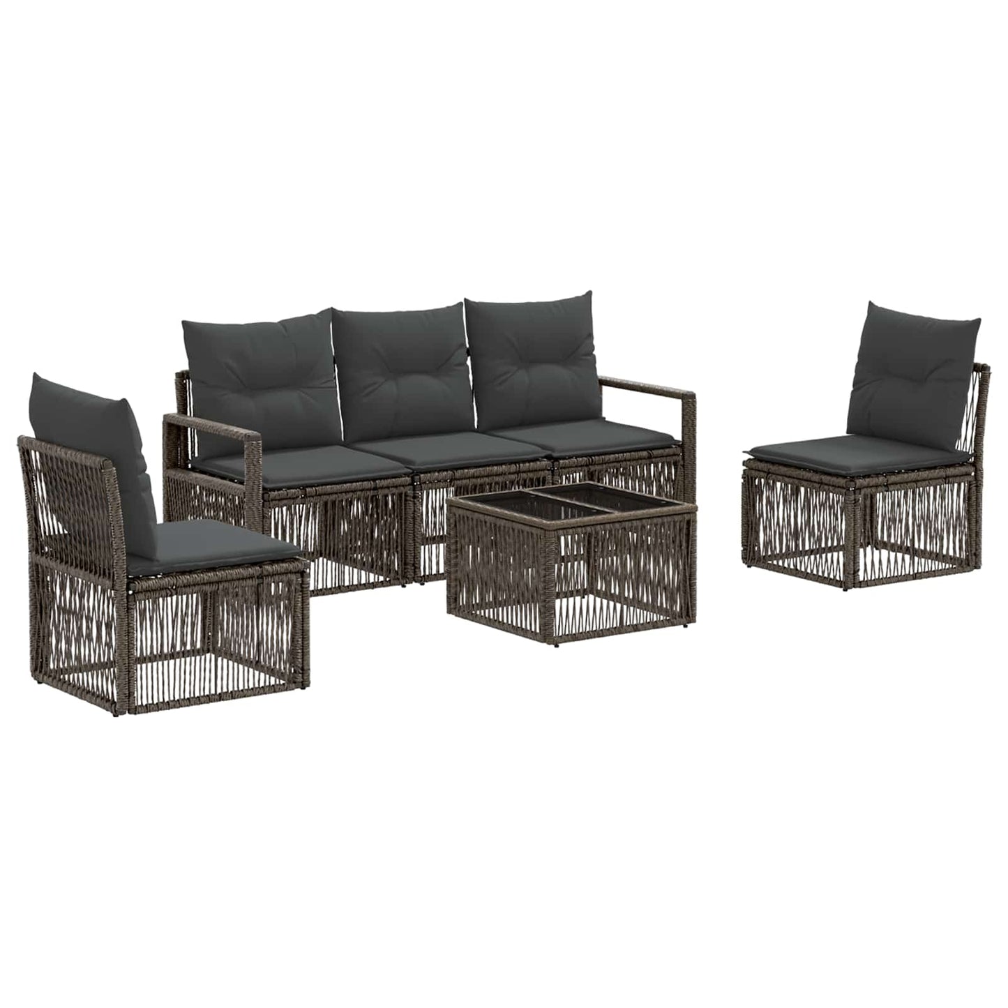 Gartensofa-set 6 stk. Grau Poly-Rattan
