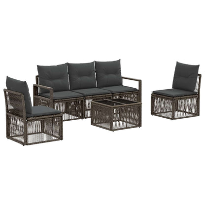 Gartensofa-set 6 stk. Grau Poly-Rattan