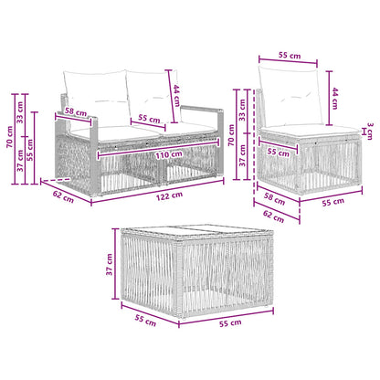 Gartensofa-set 6 stk. Grau Poly-Rattan