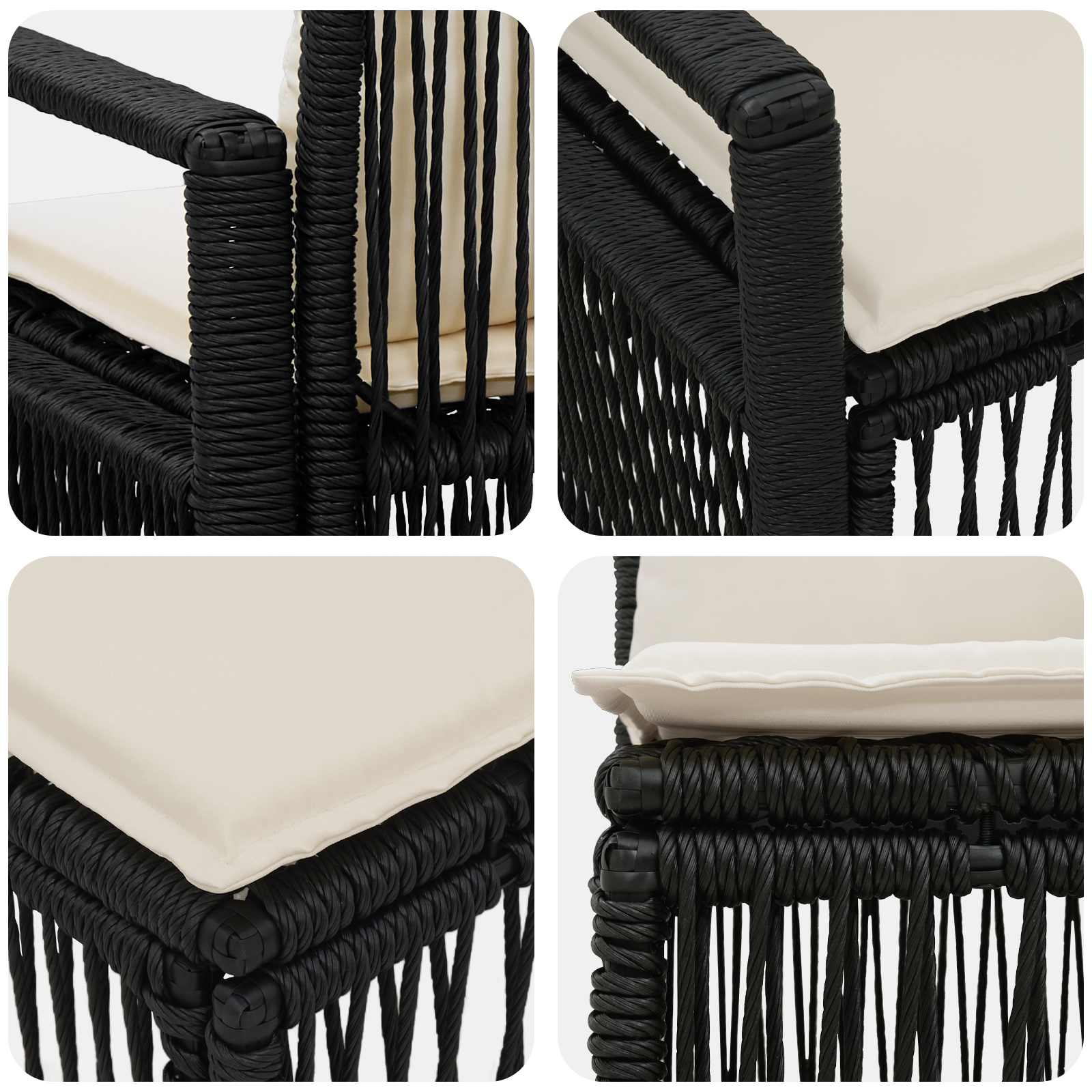 Gartensofa-set 6 stk. Schwarz Poly-Rattan
